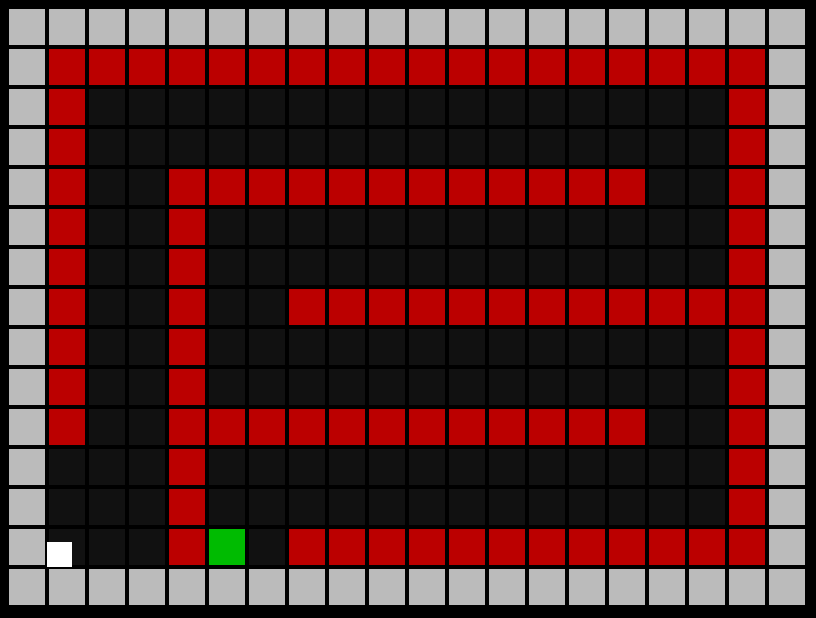 A screen recording of a challenging level, a maze of red blocks that will kill the player if they ever touch the ground. The player must rotate gravity to keep themselves in the air without ever touching ground.